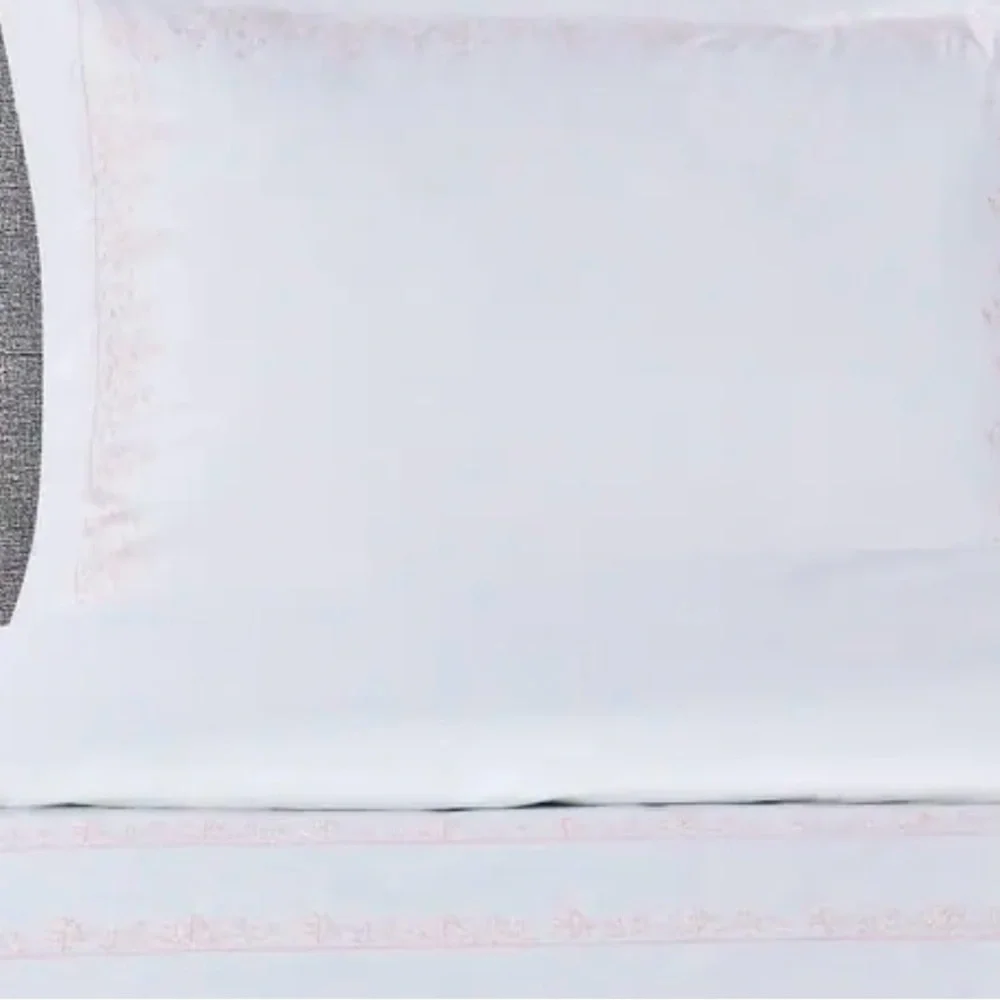 Leaf Stone Embroidery Percale Cotton Duvet Set Rose On White - King - 3 Piece - Picture 4 of 7